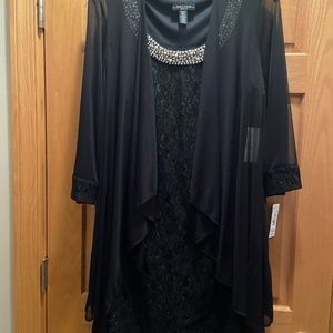 R&M Richards Womens Black 2 piece dress Size 22 NWT